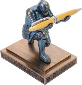 img 3 attached to Knight Pen Holder Desk Ornament: Stylish Desk Organizer for Men with Cool Blue Pen