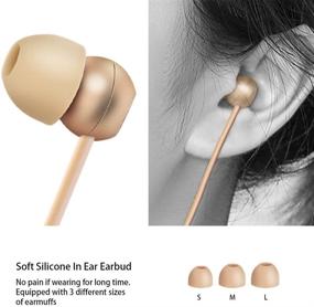 img 2 attached to 🎧 Premium Gold Wired In-Ear Earphones: HD Bass Stereo Sound Headphones with Microphone and Noise Isolation - Compatible with iPhone, Samsung Galaxy, iPod, iPad, and More