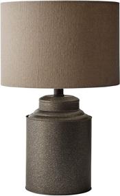 img 4 attached to Stone & Beam Rustic Farmhouse Jug Table Lamp with LED Light Bulb and Drum Shade - 12.5 x 20 Inches, Pewter