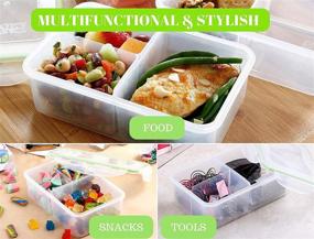 img 1 attached to 39 Ounce FIT Bento Box Lunch Containers (3 Pack) - Ideal Bento Boxes for Adults & Kids, Leakproof 3 Compartment Food Containers with Lids - Bento Lunch Box Set