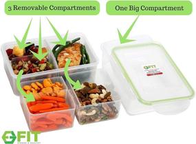 img 3 attached to 39 Ounce FIT Bento Box Lunch Containers (3 Pack) - Ideal Bento Boxes for Adults & Kids, Leakproof 3 Compartment Food Containers with Lids - Bento Lunch Box Set