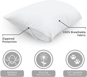 img 1 attached to 🛏️ AllerEase Zippered Pillow Protector (2 Pack) – Superior Bed Bug and Allergy Protection