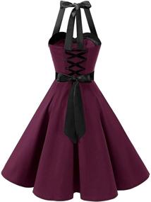 img 2 attached to 👗 DRESSTELLS Vintage 1950s Rockabilly Halter Neck Audrey Dress with Belt - Retro Bridesmaid Cocktail Swing Dress