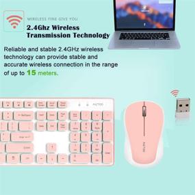 img 3 attached to 🎀 Sosee Wireless Keyboard and Mouse Combo - Ultra-Slim 2.4Ghz Full Size Suspension Keycap Mute Cute Keyboard with Optical Mouse Set for Home Office PC Laptop, Windows XP/7/8/10/Mac - Rouge Pink