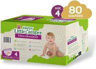 👶 hypoallergenic natural disposable baby diapers, size 4, 80 count - happy little camper ultra-absorbent, chlorine-free protection for sensitive skin logo