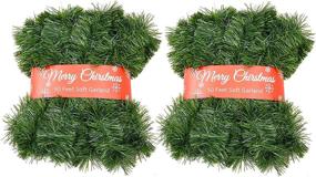 img 4 attached to 🎄 Zhenrui 2 Pack 50ft Soft Christmas Garland - Non-lit Green Tinsel Garland for Indoor and Outdoor Holiday Wedding Party Decor - Ideal for Indoor and Outdoor Decoration