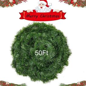 img 3 attached to 🎄 Zhenrui 2 Pack 50ft Soft Christmas Garland - Non-lit Green Tinsel Garland for Indoor and Outdoor Holiday Wedding Party Decor - Ideal for Indoor and Outdoor Decoration