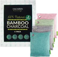 🎋 halogreen living bamboo charcoal air purifying bag - natural fresh air purifier bags for odor and moisture absorption - premium air freshener bags with activated charcoal - home deodorizer logo