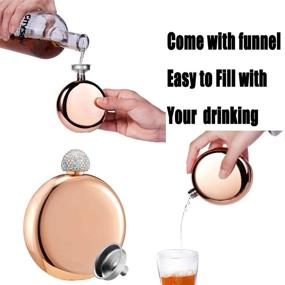 img 3 attached to 🍷 Hillside-Kit Booze Shot Flask- AB Crystal Lid Creative 304 Stainless Steel Wine Alcohol Liquor Flask for Women Girls Men Party Handheld Flask-5OZ (Rose gold)