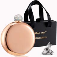 🍷 hillside-kit booze shot flask- ab crystal lid creative 304 stainless steel wine alcohol liquor flask for women girls men party handheld flask-5oz (rose gold) logo