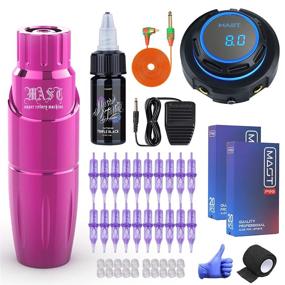 img 4 attached to 💕 Pink Rotary Tattoo Pen Kit – Mast Tour Machine + Halo Power Supply + Professional Cartridges, Needles, and Black Ink