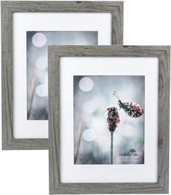 img 1 attached to 🖼️ Enhance your Décor with Scholartree Wooden Grey 11x14 Frame with Mat - 2 Set in 1 Pack!