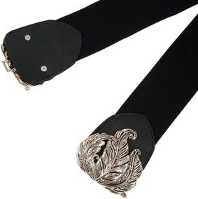 img 2 attached to Stretchy Elastic Fashion Accessary Black_Leaf Women's Accessories for Belts