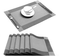🍽️ набор из 6 ковриков u'artlines crossweave woven vinyl placemat - непромокаемые изоляционные подставки для столовых в серебристо-сером цвете (стирка) логотип