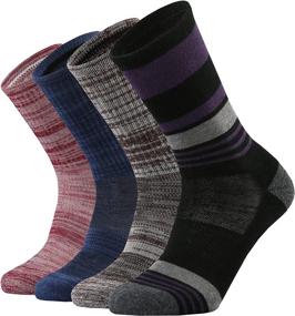 img 4 attached to ONKE Women's 4 Pack of Merino Wool Thermal Hiking Crew Socks: Ultimate Cushioning for Outdoor Trails