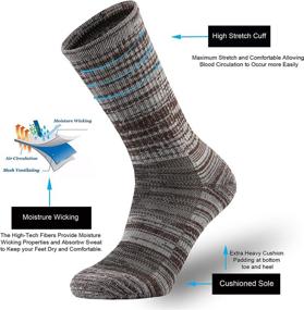 img 1 attached to ONKE Women's 4 Pack of Merino Wool Thermal Hiking Crew Socks: Ultimate Cushioning for Outdoor Trails