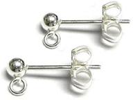 🔘 .925 sterling silver ball stud earring loop ring & post set with earnuts/clutches findings - 3mm, 4mm, 5mm options logo