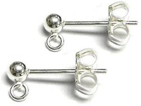 img 1 attached to 🔘 .925 Sterling Silver Ball Stud Earring Loop Ring & Post Set with Earnuts/Clutches Findings - 3mm, 4mm, 5mm Options