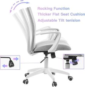 img 1 attached to Comfortable Mid Back Swivel Office Chair - Ergonomic Desk Chair for Task, Home, and Computer Use (Grey and White)