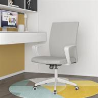 comfortable mid back swivel office chair - ergonomic desk chair for task, home, and computer use (grey and white) logo