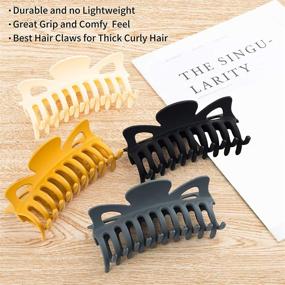 img 3 attached to 🌸 79Style Big Hair Claw Clips - Nonslip, Extra Large Matte Jumbo Clips for Thick Heavy Hair - Strong Hold Hair Barrettes - Fashion Hair Accessories for Women Girls (4.7 Inch, 4pcs Neutral Colors)