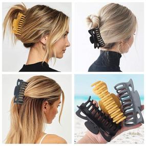 img 2 attached to 🌸 79Style Big Hair Claw Clips - Nonslip, Extra Large Matte Jumbo Clips for Thick Heavy Hair - Strong Hold Hair Barrettes - Fashion Hair Accessories for Women Girls (4.7 Inch, 4pcs Neutral Colors)
