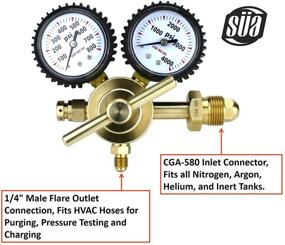 img 3 attached to 💨 SÜA Nitrogen Gas Regulator - 0-600 PSIG - Ideal for HVAC Purging & Pressure Charge - 1/4" Flare Connector - Premium Quality