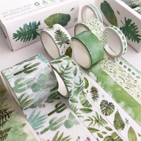 img 2 attached to 🌿 Set of 8 Vintage Floral Green Plants Washi Tapes with 4 Sizes, Japanese Masking Decorative Tapes for DIY Crafts, Arts, Bullet Journal Planners, Scrapbooking - Adhesive Green Leaf Design