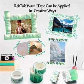 img 1 attached to 🌿 Set of 8 Vintage Floral Green Plants Washi Tapes with 4 Sizes, Japanese Masking Decorative Tapes for DIY Crafts, Arts, Bullet Journal Planners, Scrapbooking - Adhesive Green Leaf Design