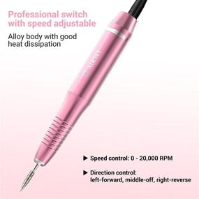 img 1 attached to AIRSEE USB Portable Electric Nail Drill Professional Efile Kit for Acrylic, Gel Nails, Polishing Shape Tools with 6 Nail Drill Bits, 26 Sanding Bands, Glass Nail File, and Nail Brush (Pink)