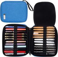 🖋️ royal blue 24 fountain pen collector organizer: premium rollerball, ballpoint, and pencil case holder storage логотип