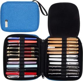 img 4 attached to 🖋️ Royal Blue 24 Fountain Pen Collector Organizer: Premium Rollerball, Ballpoint, and Pencil Case Holder Storage