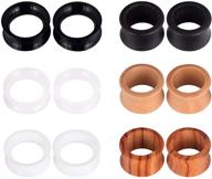 stuppendux 6-pair/8-pair/16-pair mixed materials set, 3 style options: ear plugs, tunnels, expanders, hangers, gauges, earrings. stretching body piercing jewelry gauges for women & men, sizes 2g-3/4 logo