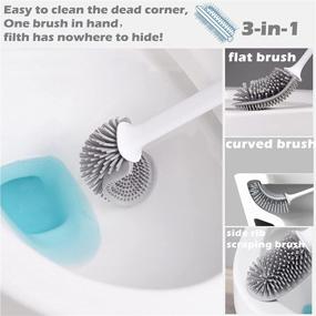 img 2 attached to Yoodeer Silicone Toilet Brush and Holder Set - 3-in-1 Flex Scrub Head, Wall Mounted No Drip Vent Holder - Includes 2 Toilet Good Partners - White