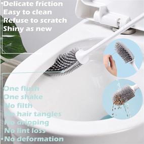 img 3 attached to Yoodeer Silicone Toilet Brush and Holder Set - 3-in-1 Flex Scrub Head, Wall Mounted No Drip Vent Holder - Includes 2 Toilet Good Partners - White