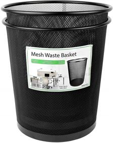 img 3 attached to 🗑️ Enhance Your Space with Greenco GRC2586 Mesh Round Wastebasket Trash Can - 4.5 Gallon, Black (2 Pack)