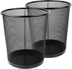 img 2 attached to 🗑️ Enhance Your Space with Greenco GRC2586 Mesh Round Wastebasket Trash Can - 4.5 Gallon, Black (2 Pack)