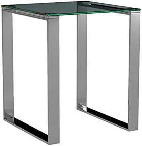 img 3 attached to 🔲 Cortesi Home Remi Glass End Table - Contemporary Square Design with Chrome Finish