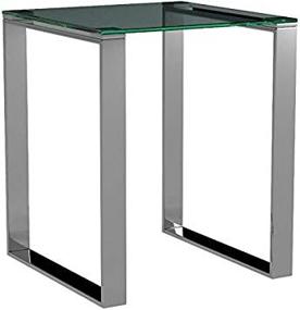 img 4 attached to 🔲 Cortesi Home Remi Glass End Table - Contemporary Square Design with Chrome Finish