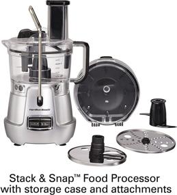 img 1 attached to 🍽️ Hamilton Beach 8-Cup Food Processor & Vegetable Chopper with Adjustable Slicing Blade, Built-in Bowl Scraper & Storage Case - Stack & Snap, Silver (70820)