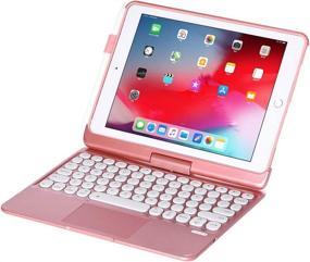 img 4 attached to Zoof Case iPad Keyboard Case 9.7 - Compatible with iPad 2018/2017/Pro/Air 2 & 1 - 360° Rotatable Backlit 7 Magical Colors - Touchpad - Thin & Lightweight - Rose Gold