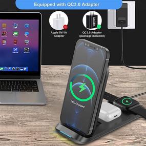 img 3 attached to 🔋 2021 Upgraded Foldable 3-in-1 Wireless Charging Stand for Apple iPhone 13/12/SE/11 Series/XS/XR/8 Plus/Samsung, Wireless Charging Station Dock for iWatch SE/6/5/4/3/2