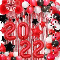 2022 red and black balloon garland arch kit for new year's eve party supplies and graduation decorations логотип