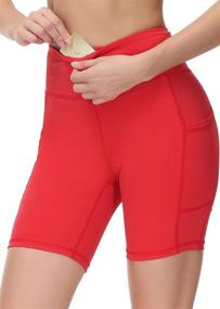 img 2 attached to 🏃 Eyesoul Women's High Waist Biker Running Shorts with 7" Inseam and 4 Pockets - Yoga Shorts with Zipper