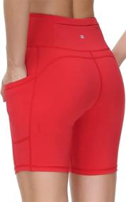 img 1 attached to 🏃 Eyesoul Women's High Waist Biker Running Shorts with 7" Inseam and 4 Pockets - Yoga Shorts with Zipper