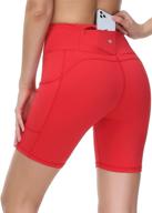 🏃 eyesoul women's high waist biker running shorts with 7" inseam and 4 pockets - yoga shorts with zipper logo