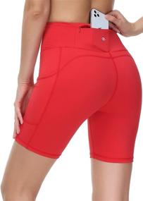 img 4 attached to 🏃 Eyesoul Women's High Waist Biker Running Shorts with 7" Inseam and 4 Pockets - Yoga Shorts with Zipper