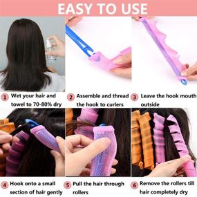 img 2 attached to 30pcs 55cm Wave Hair Roller for Long Hair, DIY Magic Hair Curlers with No Heat, Hair Roller Styling Tools for Women - Includes 2 sets of Hooks (55cm/22'')