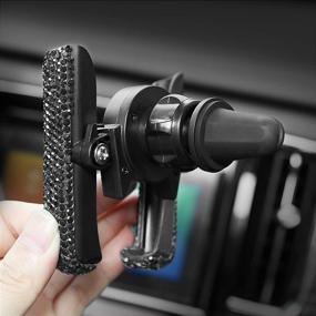 img 2 attached to 🚗 Universal Crystal Rhinestone Car Mount Stand, Mini Bling Phone Holder for Women and Girls - 360° Adjustable Auto Mount for Car Dash Air Vent - Black