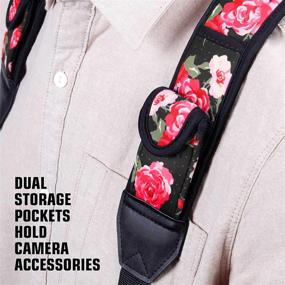 img 2 attached to 📷 USA GEAR DSLR Camera Strap Chest Harness - Floral Neoprene Pattern with Quick Release Buckles, Accessory Pockets - Compatible with Canon, Nikon, Sony and More Point and Shoot Mirrorless Cameras